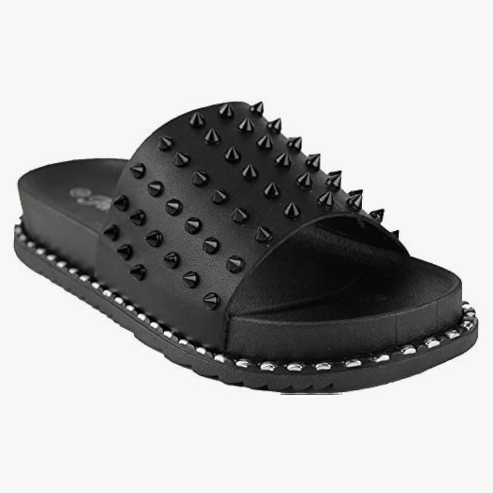 NEW Forever Goth Womens Comfort Studded Strappy Slide Platform Sandals